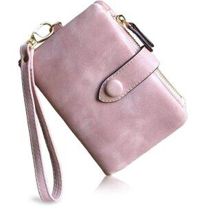 Womens RFID Leather Wallet Small Bifold Card Holder Zipper Coin Purse